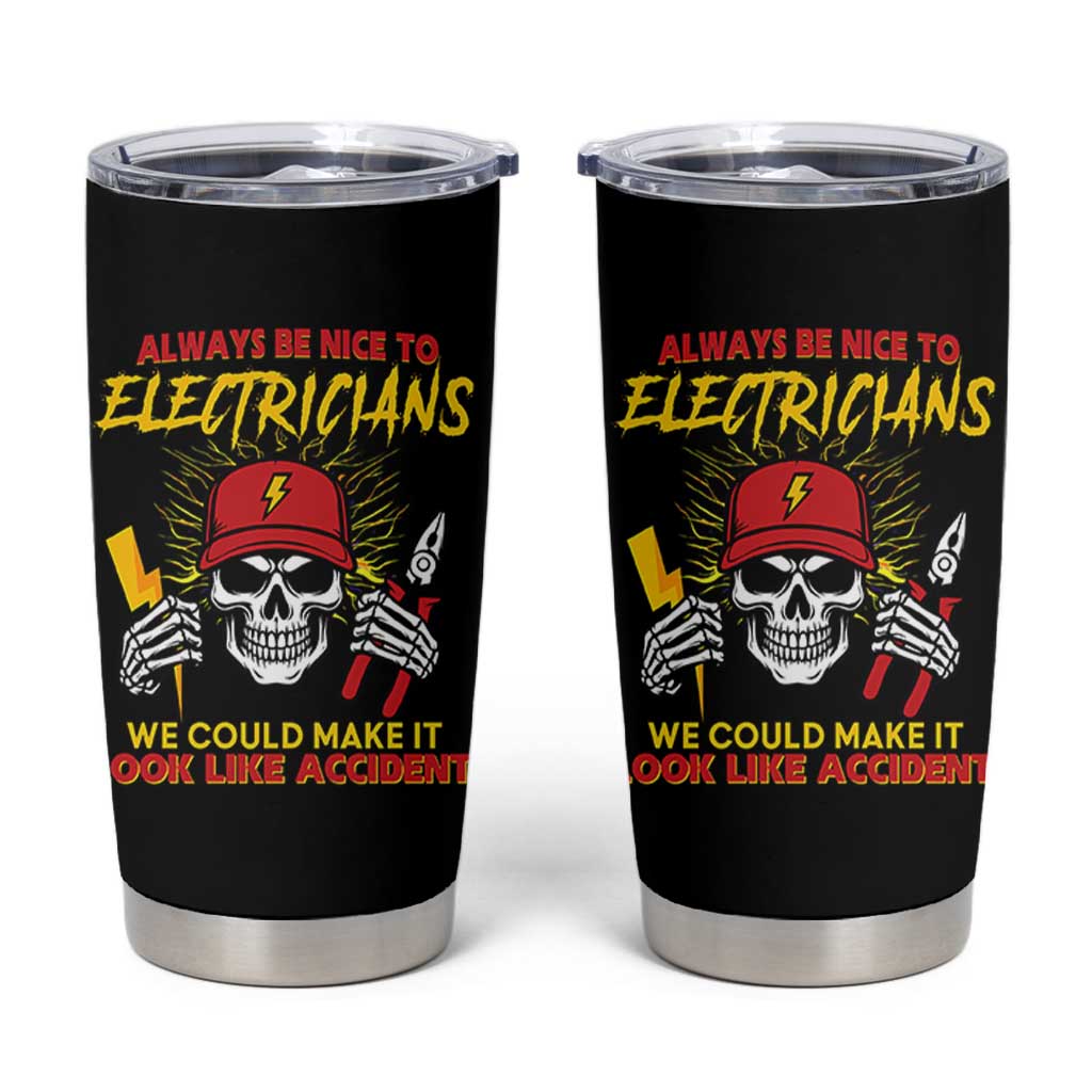 Funny Electrician Skull Tumbler Cup Electrical Engineer Electricity Lineman