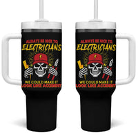 Funny Electrician Skull Tumbler With Handle Electrical Engineer Electricity Lineman