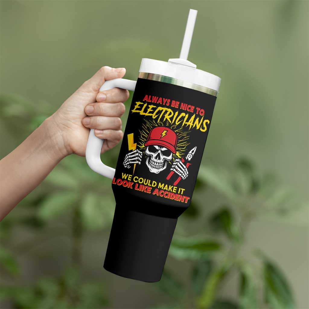 Funny Electrician Skull Tumbler With Handle Electrical Engineer Electricity Lineman