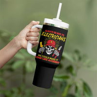 Funny Electrician Skull Tumbler With Handle Electrical Engineer Electricity Lineman