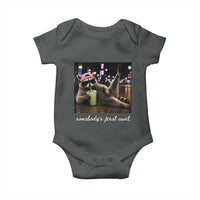 Somebody's Feral Aunt Baby Onesie Raccoon Drinking Iced Matcha Latte Sarcastic Animal Humor
