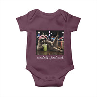 Somebody's Feral Aunt Baby Onesie Raccoon Drinking Iced Matcha Latte Sarcastic Animal Humor