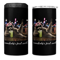 Somebody's Feral Aunt 4 in 1 Can Cooler Tumbler Raccoon Drinking Iced Matcha Latte Sarcastic Animal Humor