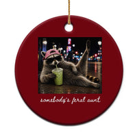 Somebody's Feral Aunt Ceramic Ornament Raccoon Drinking Iced Matcha Latte Sarcastic Animal Humor