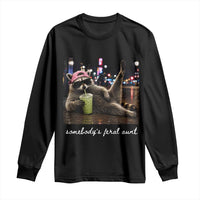 Somebody's Feral Aunt Long Sleeve Shirt Raccoon Drinking Iced Matcha Latte Sarcastic Animal Humor