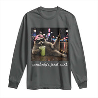 Somebody's Feral Aunt Long Sleeve Shirt Raccoon Drinking Iced Matcha Latte Sarcastic Animal Humor