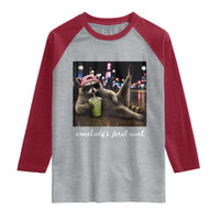 Somebody's Feral Aunt Raglan Shirt Raccoon Drinking Iced Matcha Latte Sarcastic Animal Humor