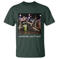 Somebody's Feral Aunt T Shirt Raccoon Drinking Iced Matcha Latte Sarcastic Animal Humor