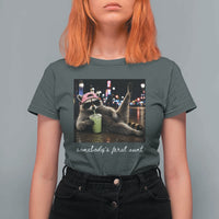 Somebody's Feral Aunt T Shirt For Women Raccoon Drinking Iced Matcha Latte Sarcastic Animal Humor