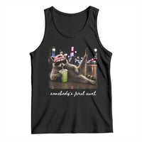 Somebody's Feral Aunt Tank Top Raccoon Drinking Iced Matcha Latte Sarcastic Animal Humor