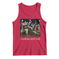 Somebody's Feral Aunt Tank Top Raccoon Drinking Iced Matcha Latte Sarcastic Animal Humor