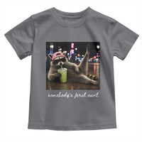 Somebody's Feral Aunt Toddler T Shirt Raccoon Drinking Iced Matcha Latte Sarcastic Animal Humor