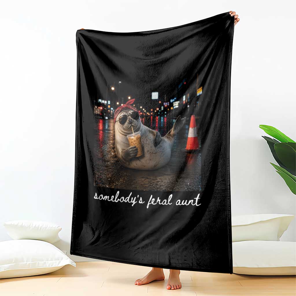 Somebody's Feral Aunt Throw Blanket Funny Neil The Seal Meme