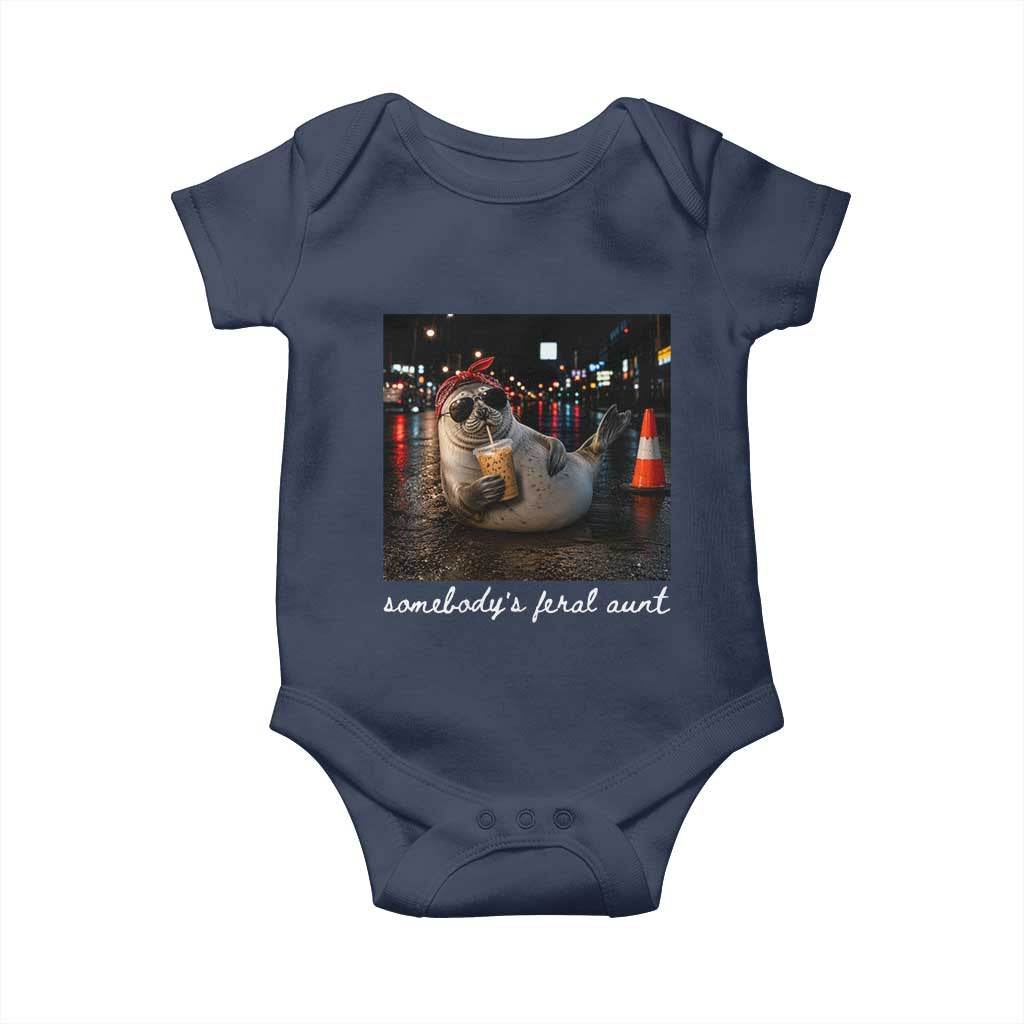 Somebody's Feral Aunt Baby Onesie Funny Neil The Seal Meme