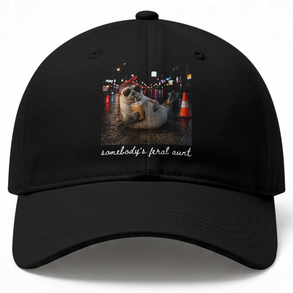 Somebody's Feral Aunt Baseball Cap Funny Neil The Seal Meme