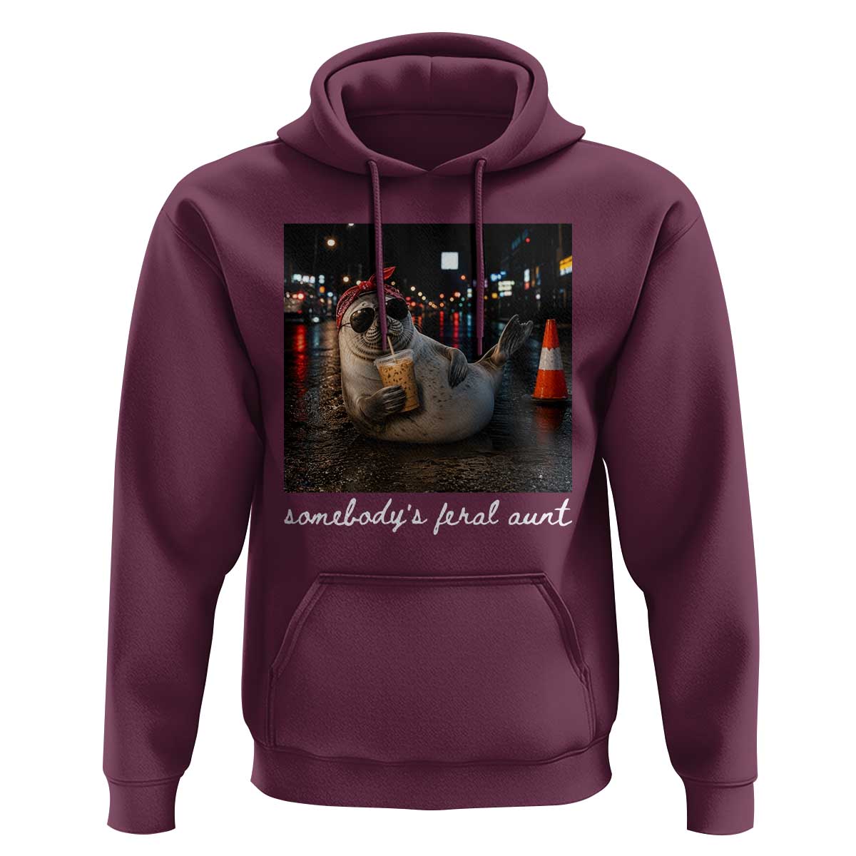 Somebody's Feral Aunt Hoodie Funny Neil The Seal Meme