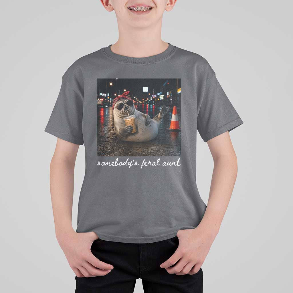 Somebody's Feral Aunt T Shirt For Kid Funny Neil The Seal Meme