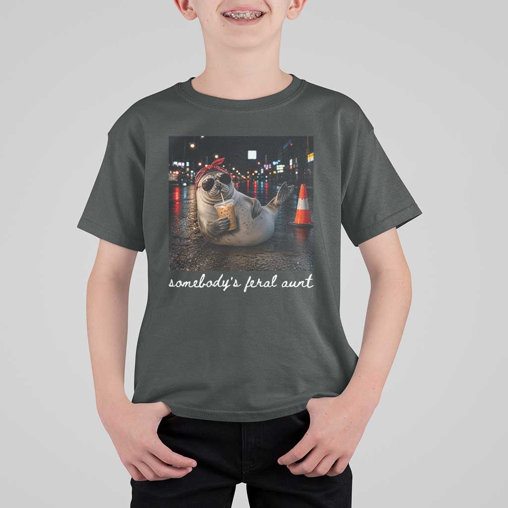 Somebody's Feral Aunt T Shirt For Kid Funny Neil The Seal Meme