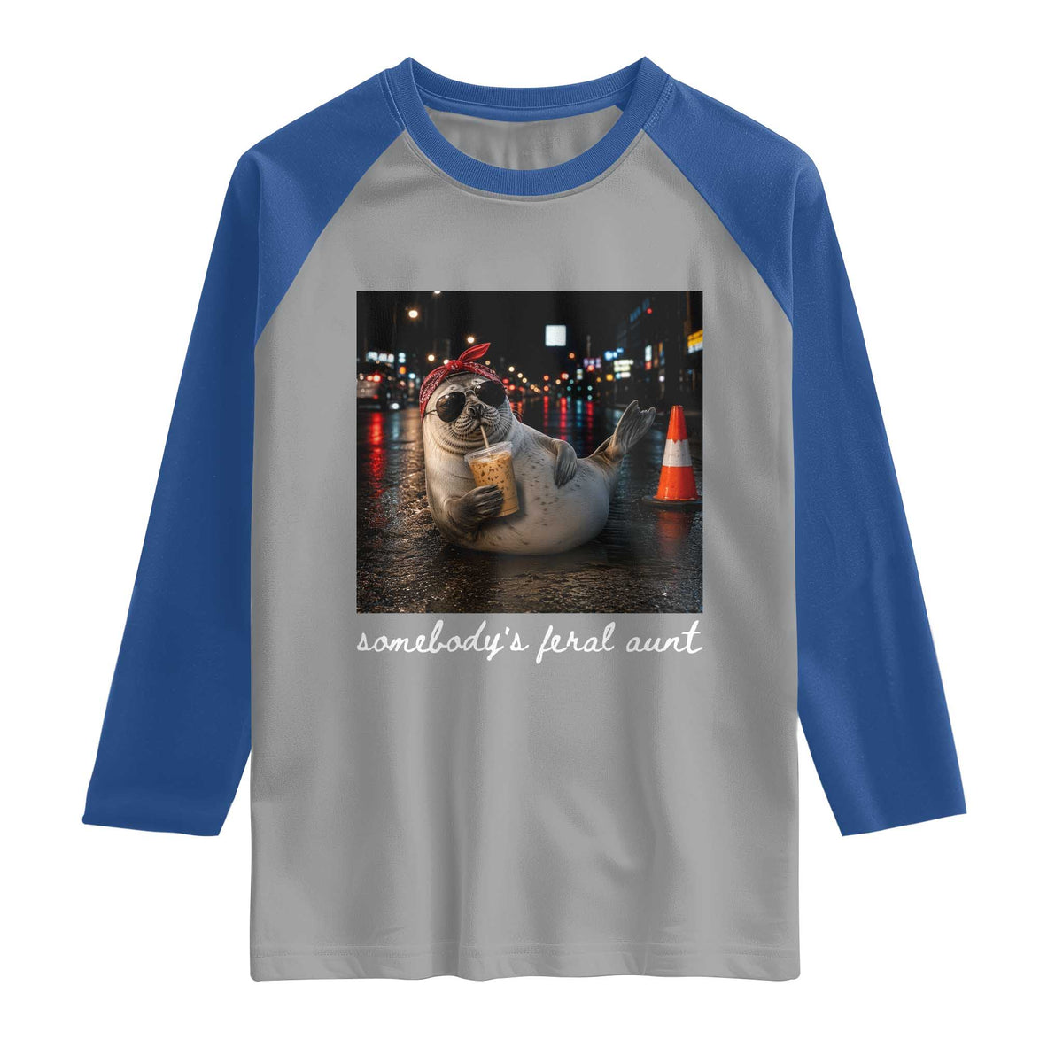 Somebody's Feral Aunt Raglan Shirt Funny Neil The Seal Meme