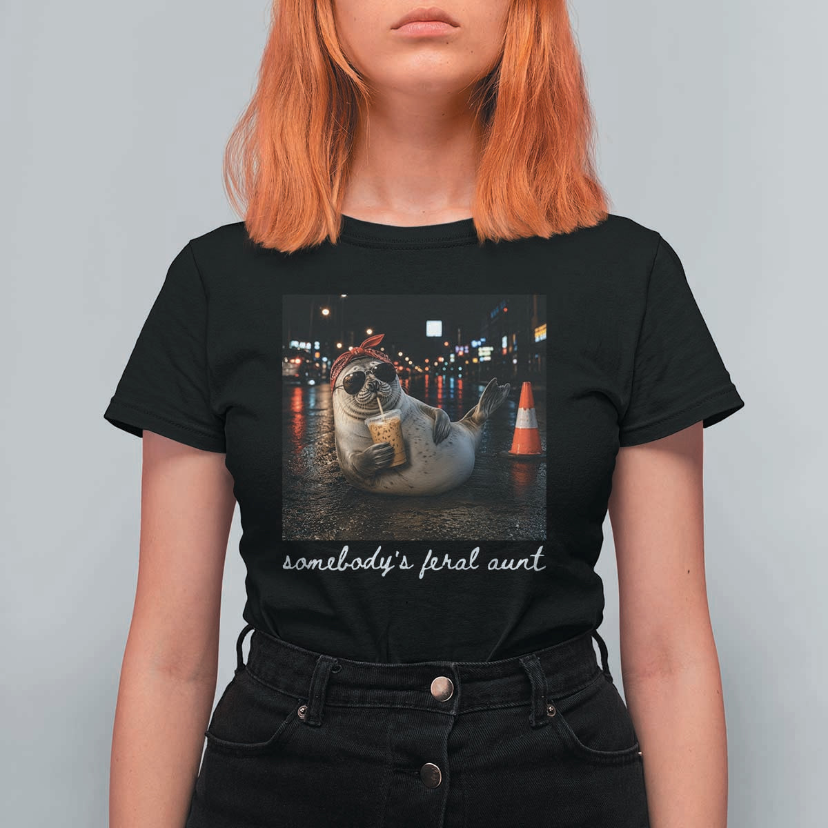 Somebody's Feral Aunt T Shirt For Women Funny Neil The Seal Meme