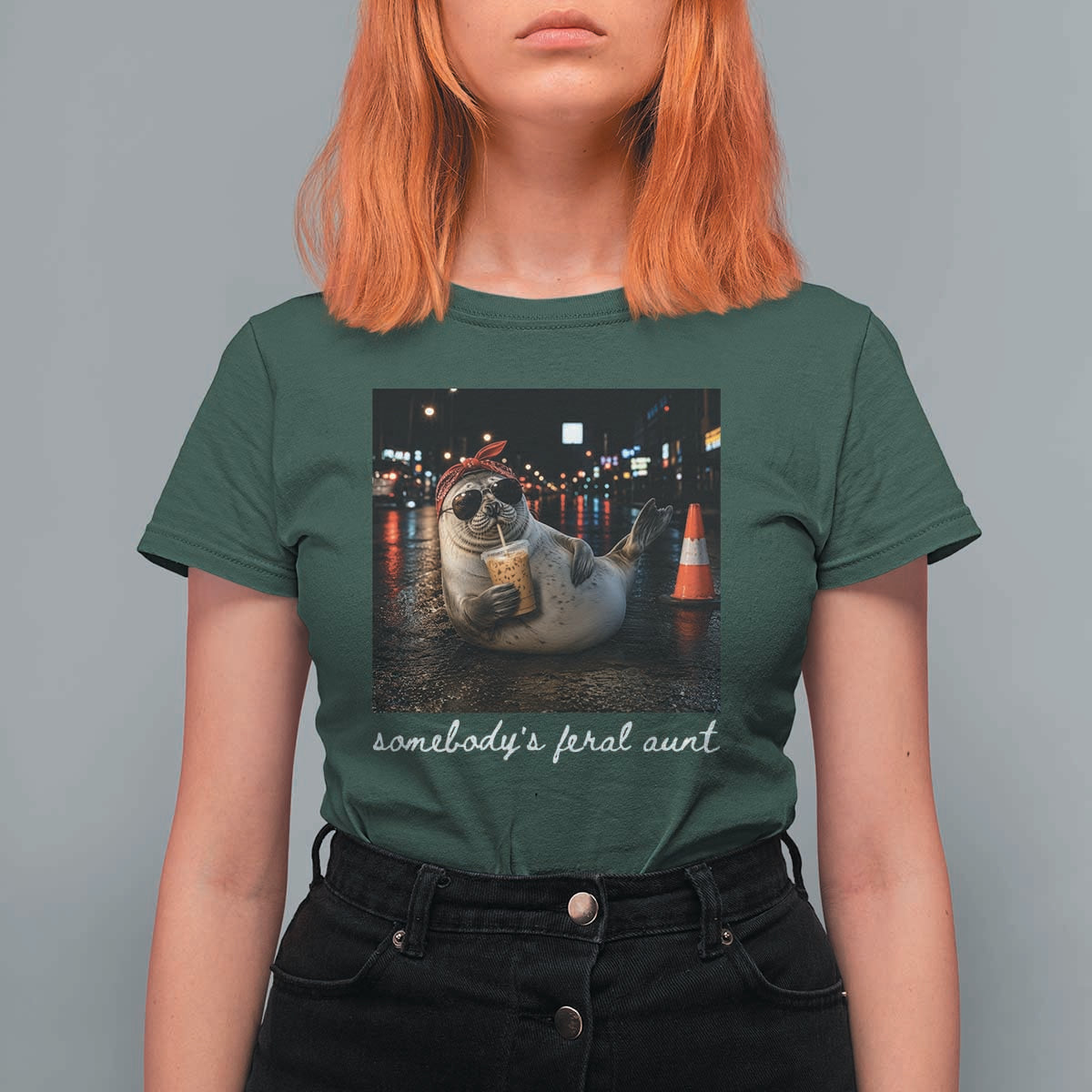 Somebody's Feral Aunt T Shirt For Women Funny Neil The Seal Meme