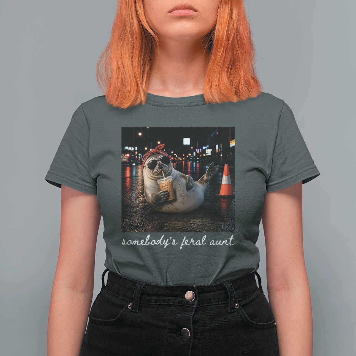 Somebody's Feral Aunt T Shirt For Women Funny Neil The Seal Meme