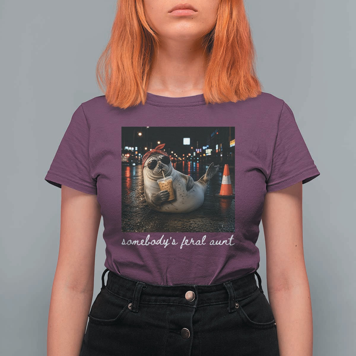Somebody's Feral Aunt T Shirt For Women Funny Neil The Seal Meme