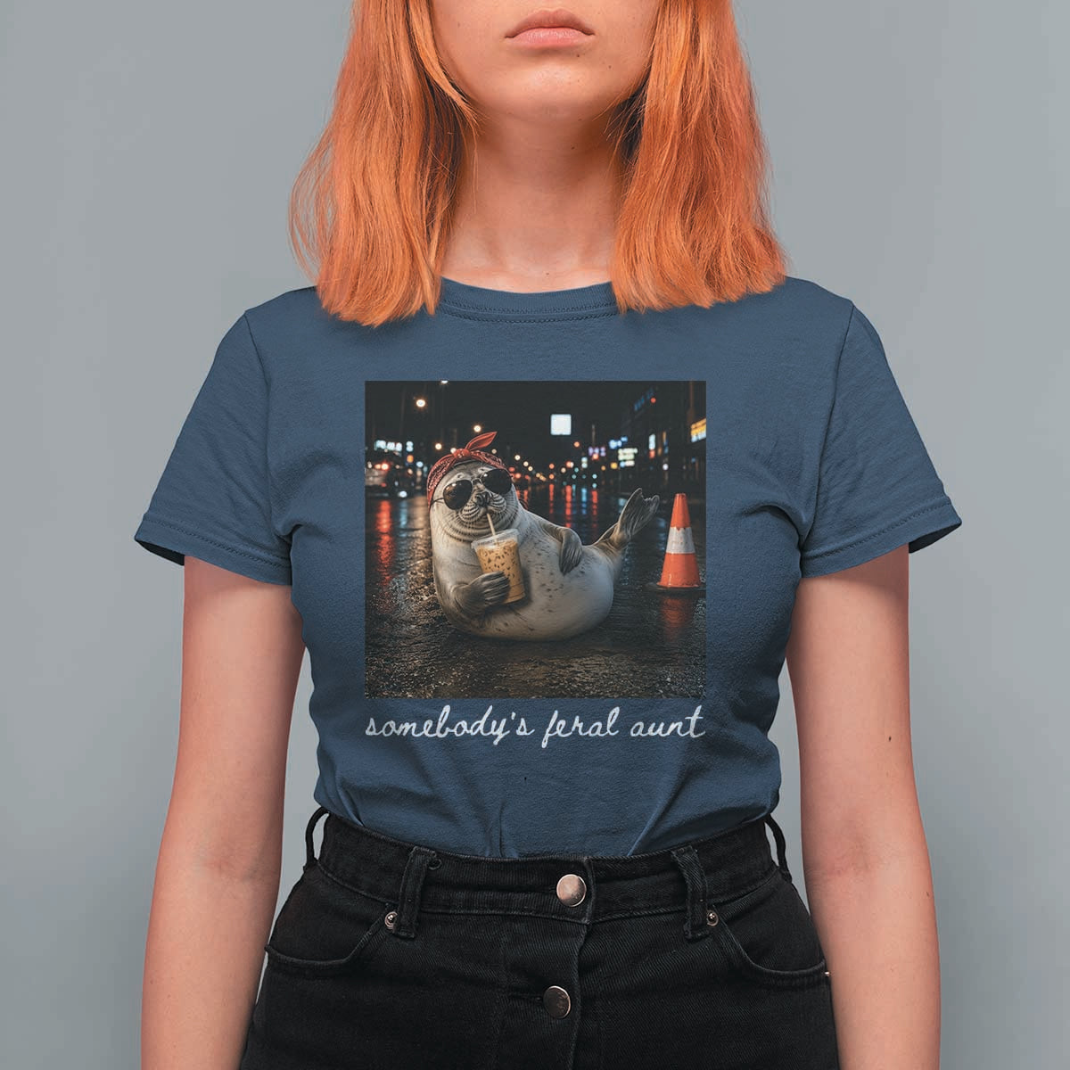 Somebody's Feral Aunt T Shirt For Women Funny Neil The Seal Meme
