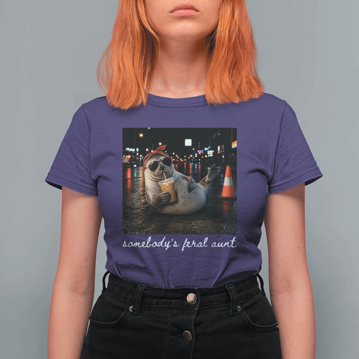 Somebody's Feral Aunt T Shirt For Women Funny Neil The Seal Meme