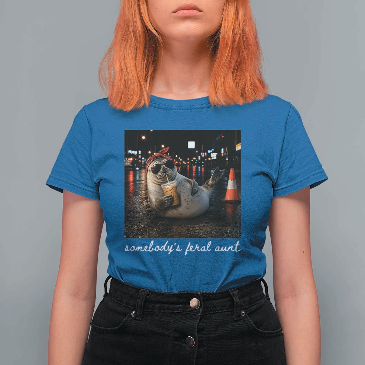Somebody's Feral Aunt T Shirt For Women Funny Neil The Seal Meme