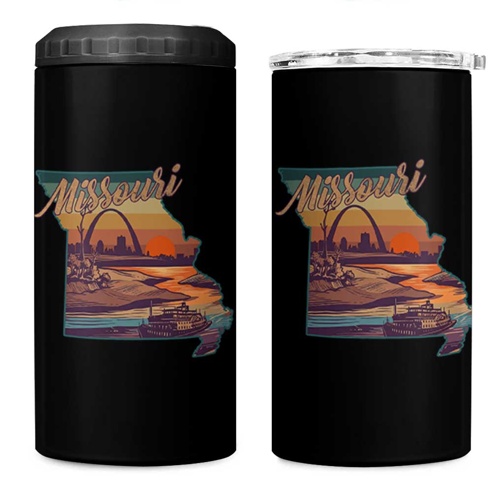 Retro Gateway Arch St Louis Missouri Map Outline 4 in 1 Can Cooler Tumbler