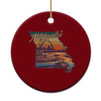 Retro Gateway Arch St Louis Missouri Map Outline Ceramic Ornament