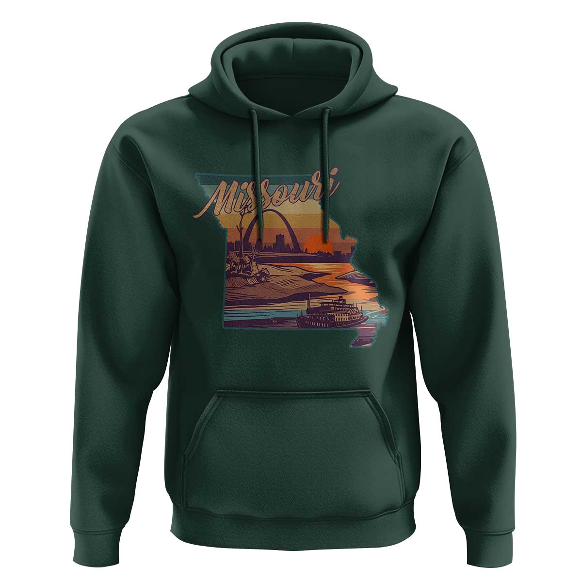 Retro Gateway Arch St Louis Missouri Map Outline Hoodie