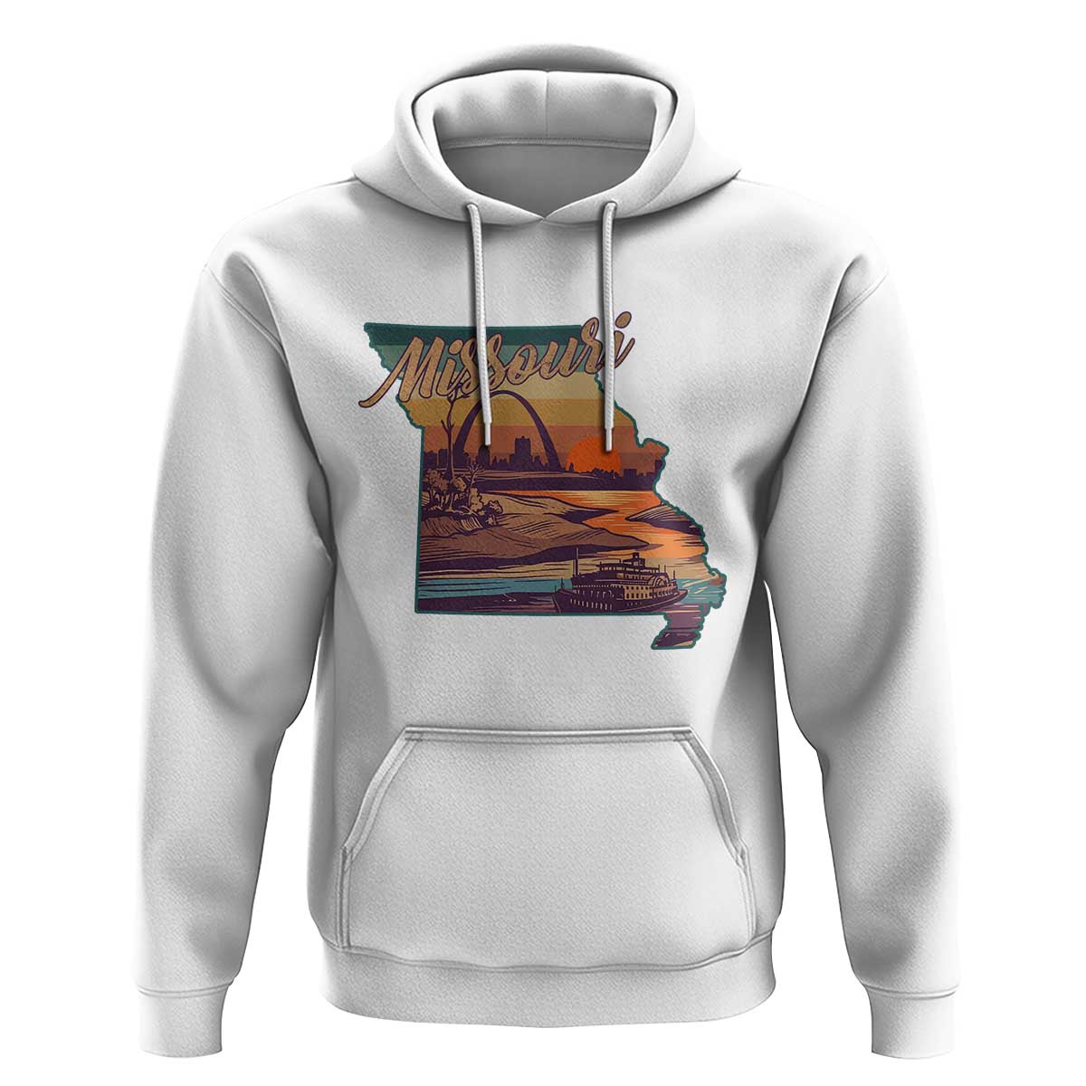Retro Gateway Arch St Louis Missouri Map Outline Hoodie