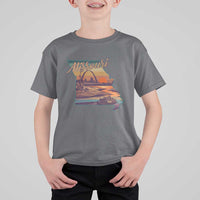 Retro Gateway Arch St Louis Missouri Map Outline T Shirt For Kid