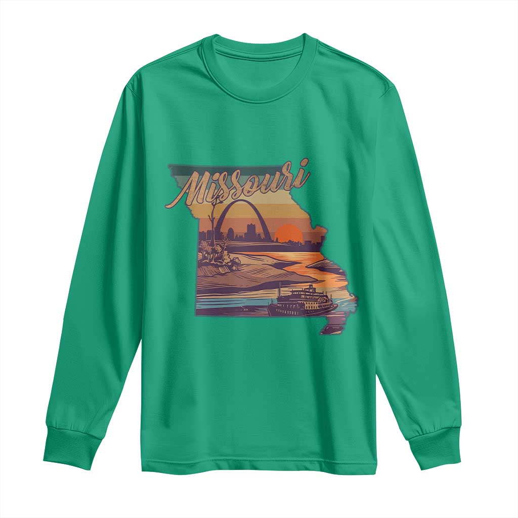Retro Gateway Arch St Louis Missouri Map Outline Long Sleeve Shirt