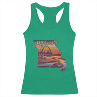 Retro Gateway Arch St Louis Missouri Map Outline Racerback Tank Top