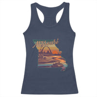 Retro Gateway Arch St Louis Missouri Map Outline Racerback Tank Top
