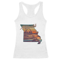 Retro Gateway Arch St Louis Missouri Map Outline Racerback Tank Top