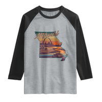 Retro Gateway Arch St Louis Missouri Map Outline Raglan Shirt