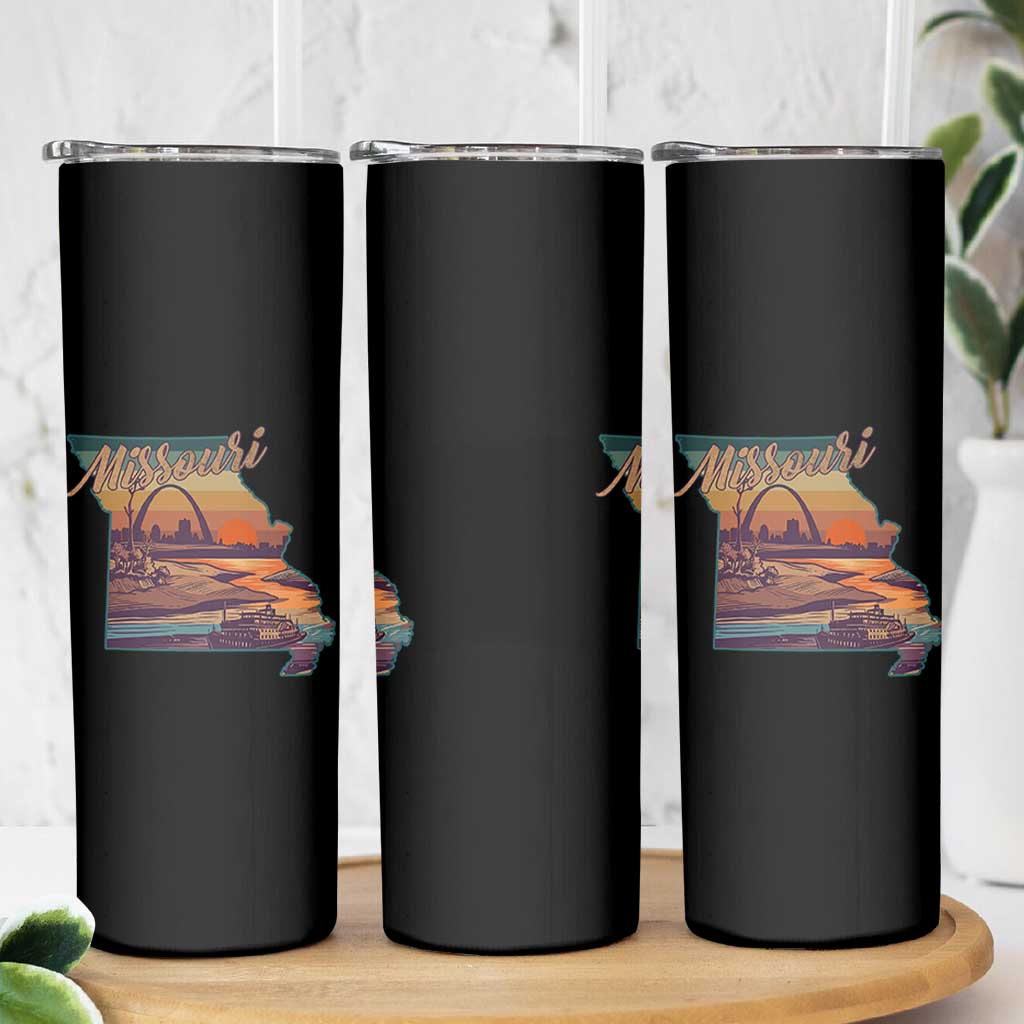 Retro Gateway Arch St Louis Missouri Map Outline Skinny Tumbler