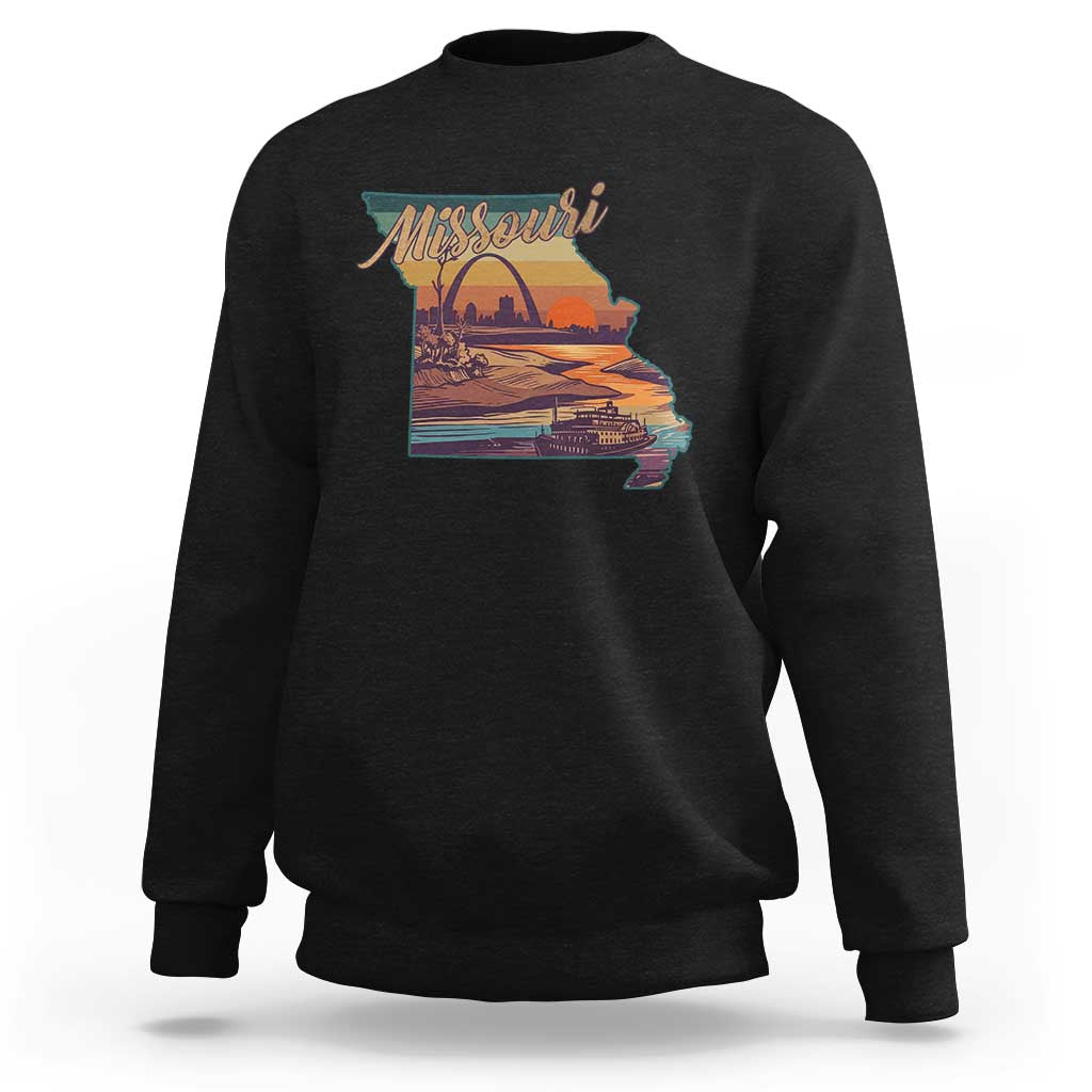 Retro Gateway Arch St Louis Missouri Map Outline Sweatshirt