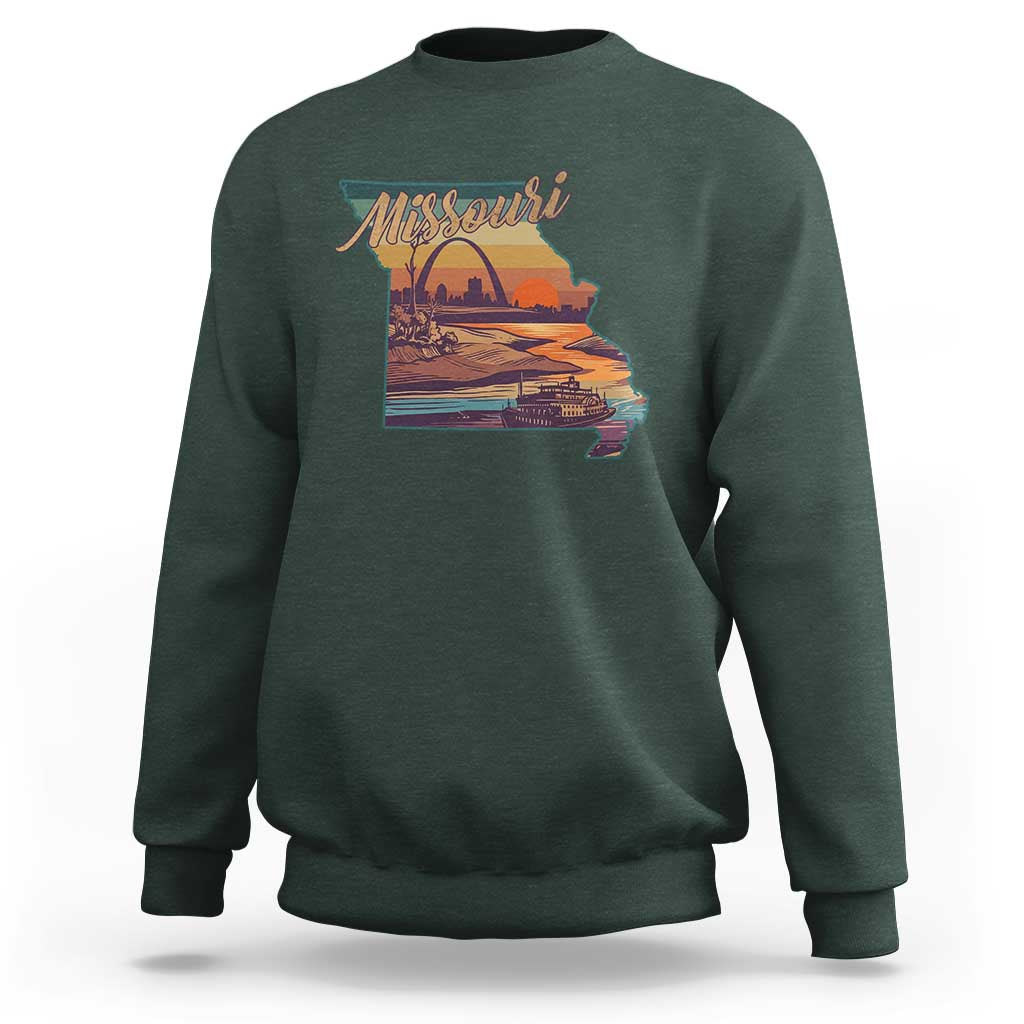Retro Gateway Arch St Louis Missouri Map Outline Sweatshirt