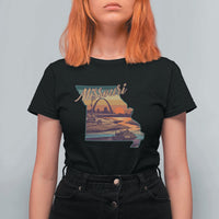 Retro Gateway Arch St Louis Missouri Map Outline T Shirt For Women
