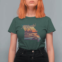 Retro Gateway Arch St Louis Missouri Map Outline T Shirt For Women