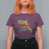 Retro Gateway Arch St Louis Missouri Map Outline T Shirt For Women