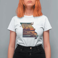 Retro Gateway Arch St Louis Missouri Map Outline T Shirt For Women