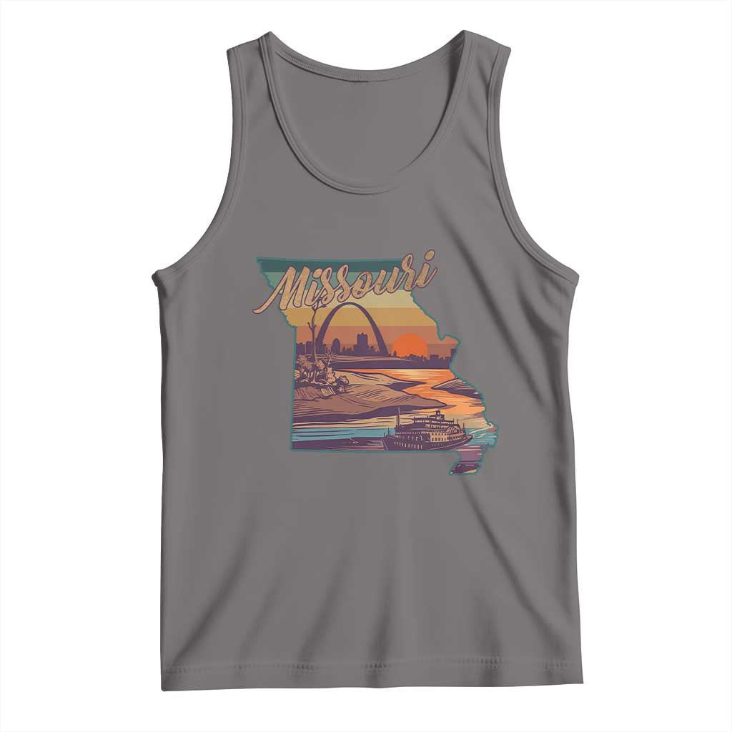 Retro Gateway Arch St Louis Missouri Map Outline Tank Top