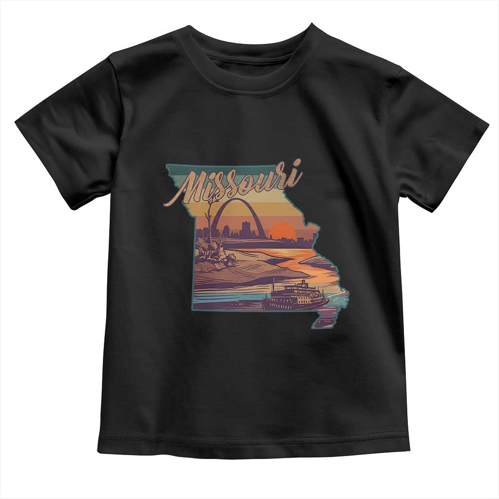 Retro Gateway Arch St Louis Missouri Map Outline Toddler T Shirt