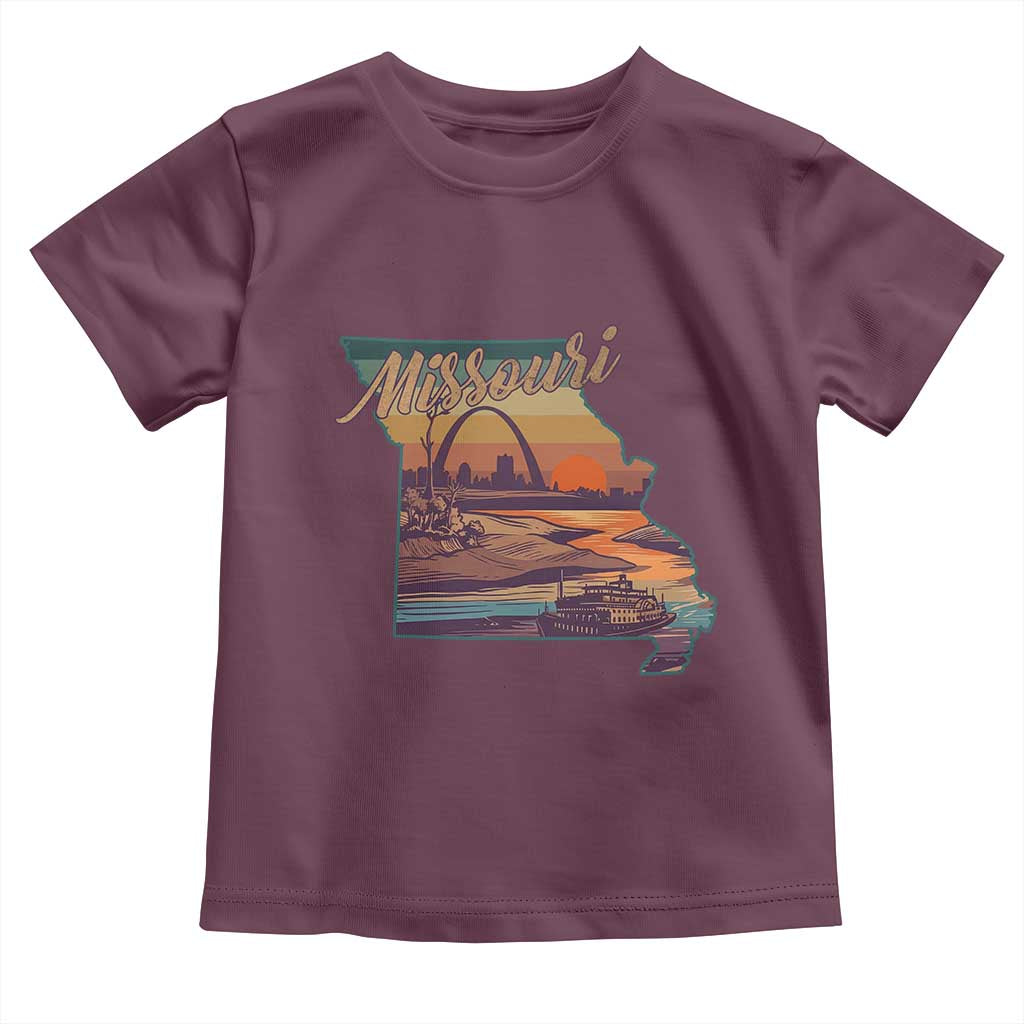 Retro Gateway Arch St Louis Missouri Map Outline Toddler T Shirt